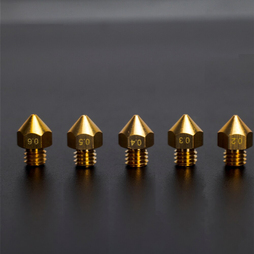 Anet 5 pieces/loose 3d printer parts  mk8 nozzles makebot 0.2/0.3/0.4/0.5/0,6mm size optional for  a8 a6 3d printers