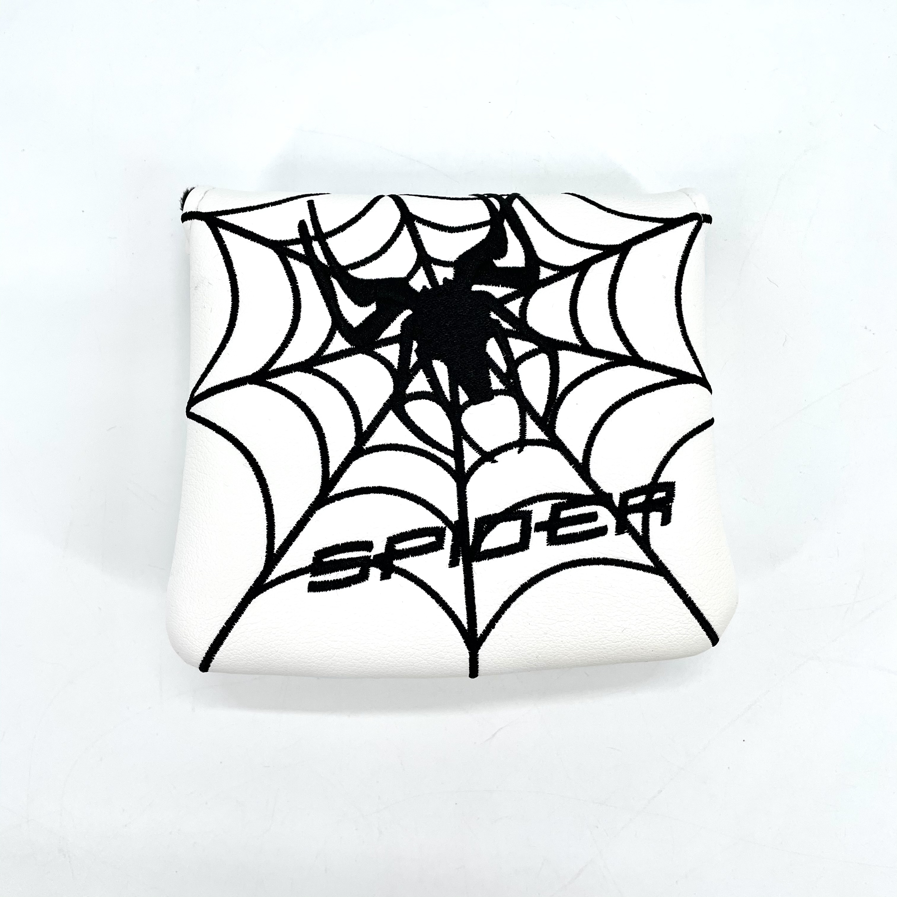 Mazo cuadrado de Golf con bordado de araña, Putter de cuchilla, conductor, madera de calle, híbrido, cubierta de cabeza de hierro, blanco, rojo y negro,: White