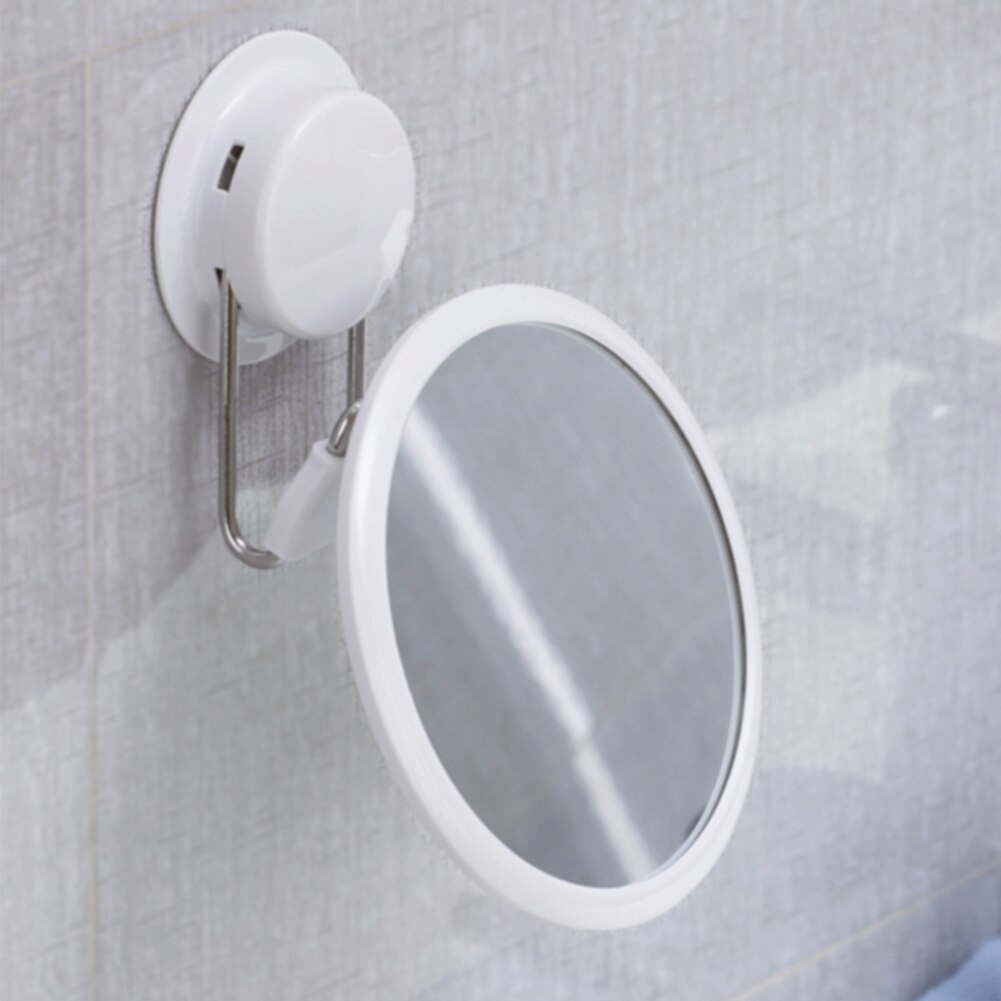 Suction Cup Bath Mirror Cosmetic Easy Install Modern Practical White Powerful Stainless Steel 360 Rotation Detachable Toilet