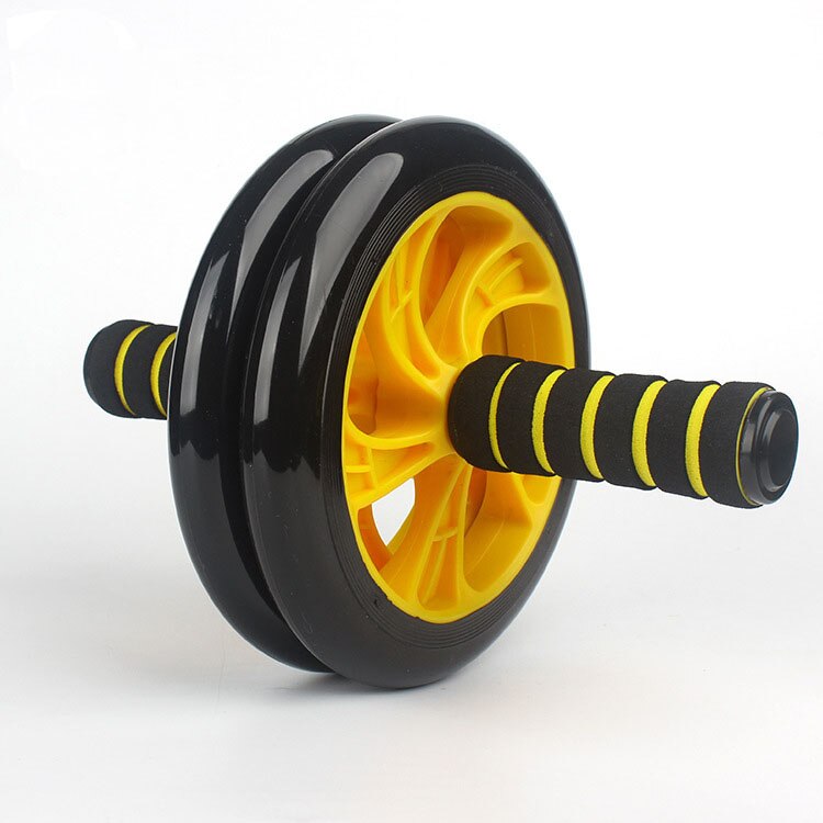 Appareils de musculation fitness Buik wiel Fitness taille en buik oefening dubbele wielen: YELLOW