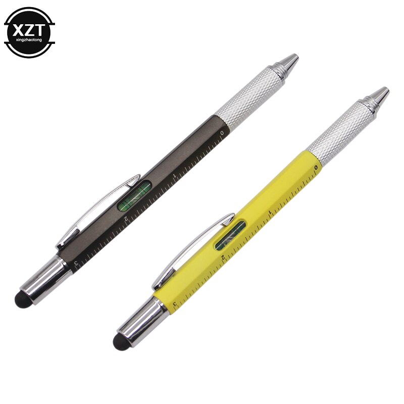 7 in 1 multifunktionel kuglepen med moderne håndholdt værktøj til måling af teknisk linealskruetrækker touch screen stylus