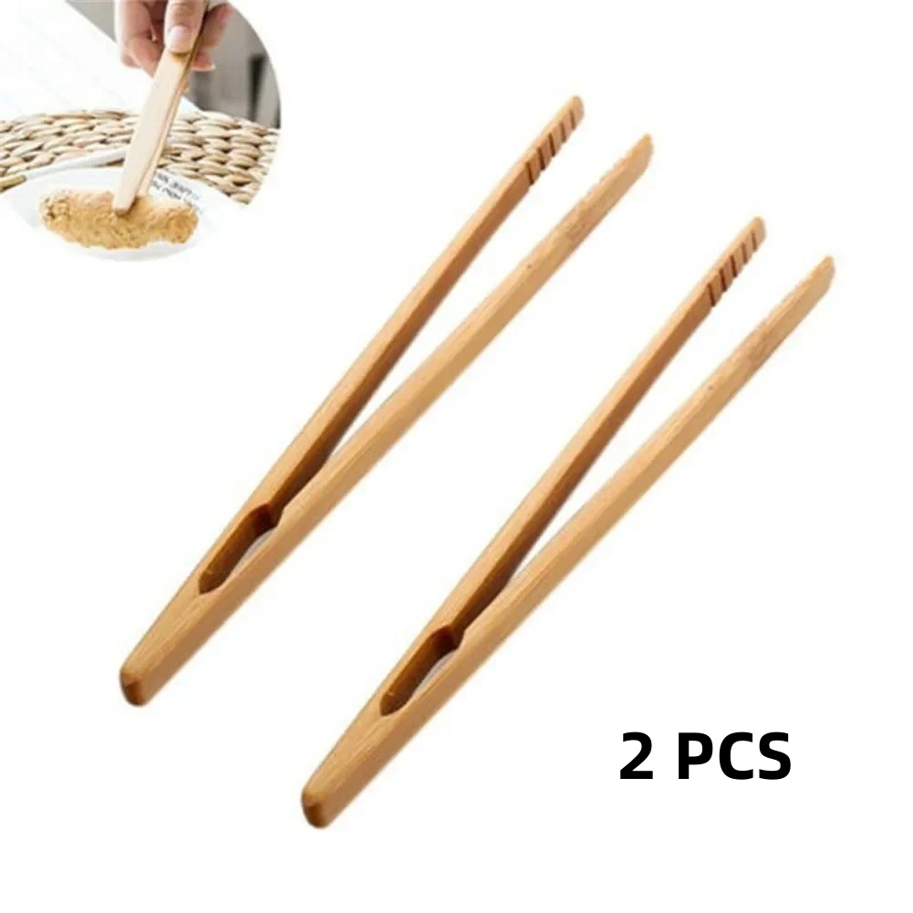 2Stck Holz Tee Clip Bambus Küche Salat Lebensmittel Toast Tong Pinzette Fleck Zucker Eis Tee Utensil Teegeschirr zubehör: Licht Grau