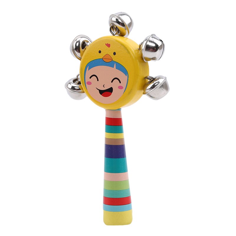 Cascabel de Maraca de madera para bebés, sonajero de dibujos animados de madera para niños, Ayuda de enseñanza para la primera infancia, sonajeros, juguetes para bebés