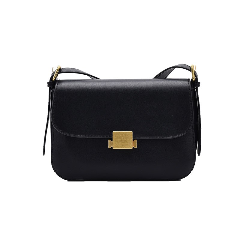 Zachte pu leren crossbody tassen met klep voor dames, trendy crossbody handtas voor meisjes, trendy schoudertas voor dames met merknaam: Zwart