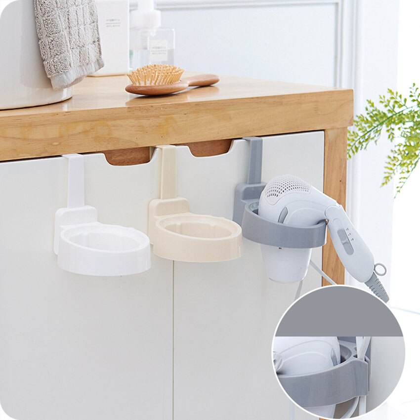 Hårtørrer rack skabsdør hårtørrer opbevaringsholder hylde plast vægmontering hårtørrer arrangør stativ badeværelse