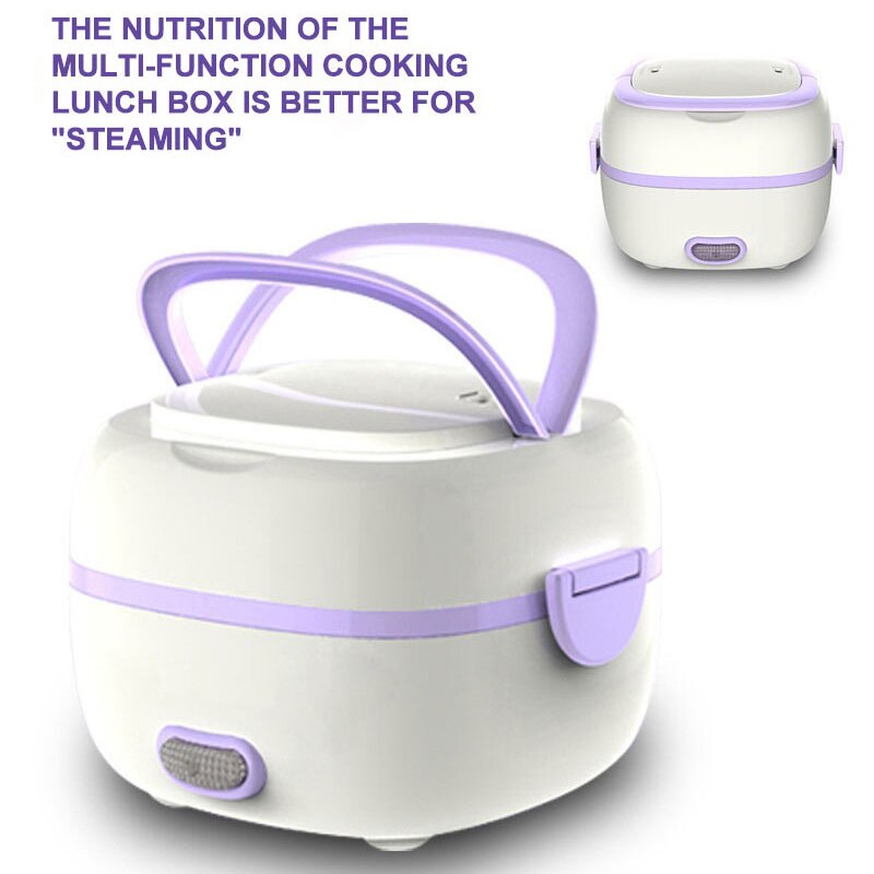 Mini Electric Heated Lunch Box Rice Cooker Thermal Portable 2 Layers Food Steamer Cooking Container Meal Lunchbox Warmer