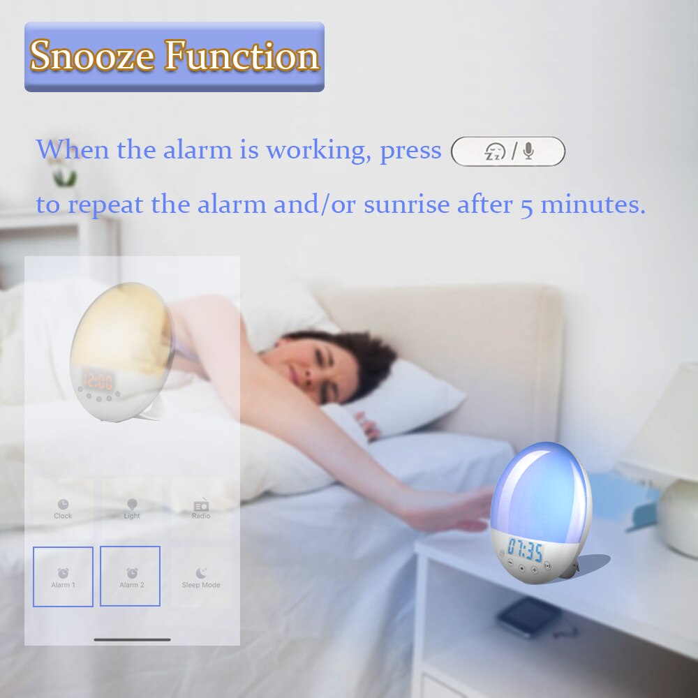 WiFi Clever aufwachen hoch Licht Wecker mit 7 Farben Sonnenaufgang Sonnenuntergang Clever Leben durch Tuya ZigBee 3,0 Hub Funktioniert mit Alexa Google Hause