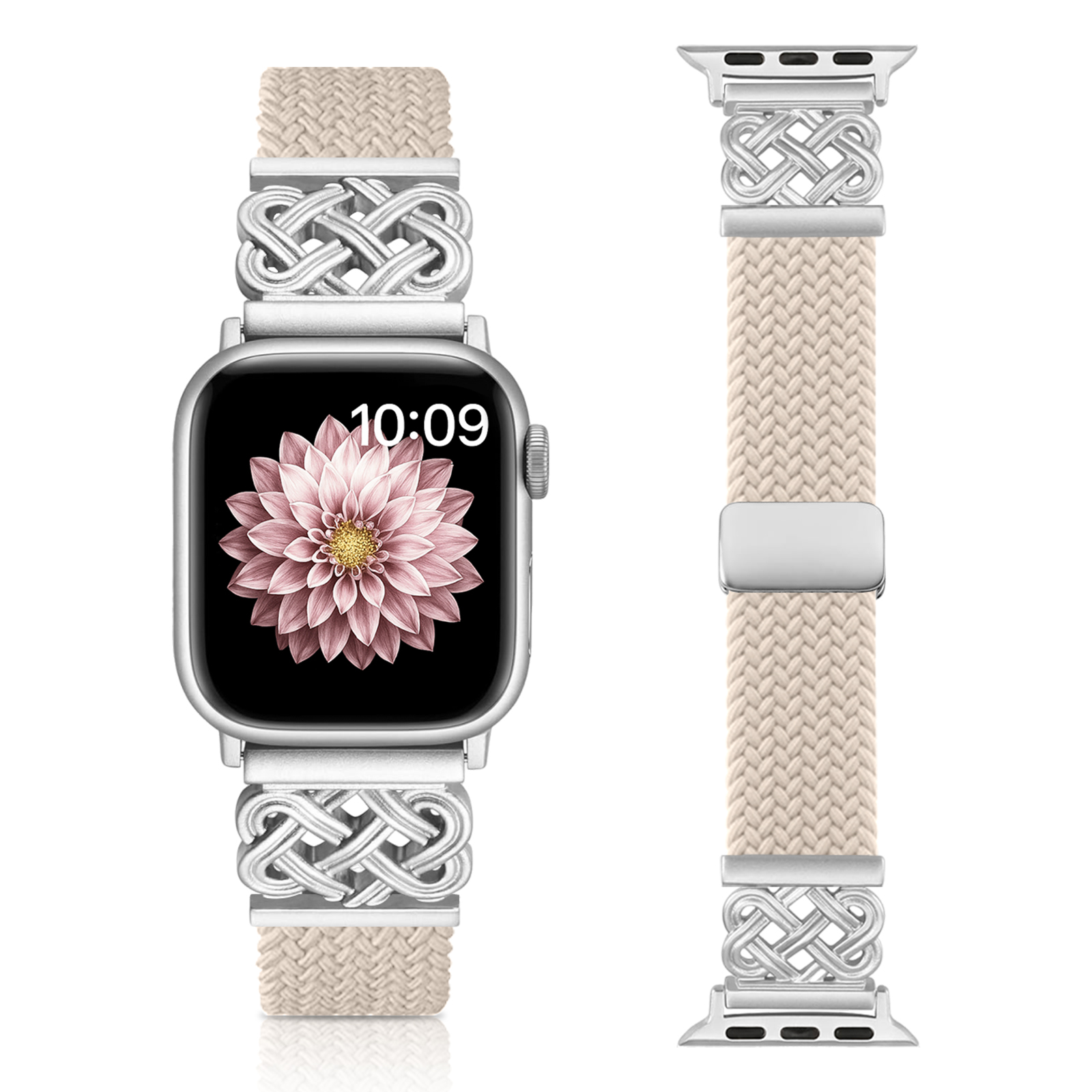 Gevlochten band voor Apple Watch Band 44 mm 40 mm 45 mm 49 mm 41 mm 38 gesparmband iWatch-serie se 7 3 6 8 9 Ultra 2 magnetische band: 18mm / Khaki