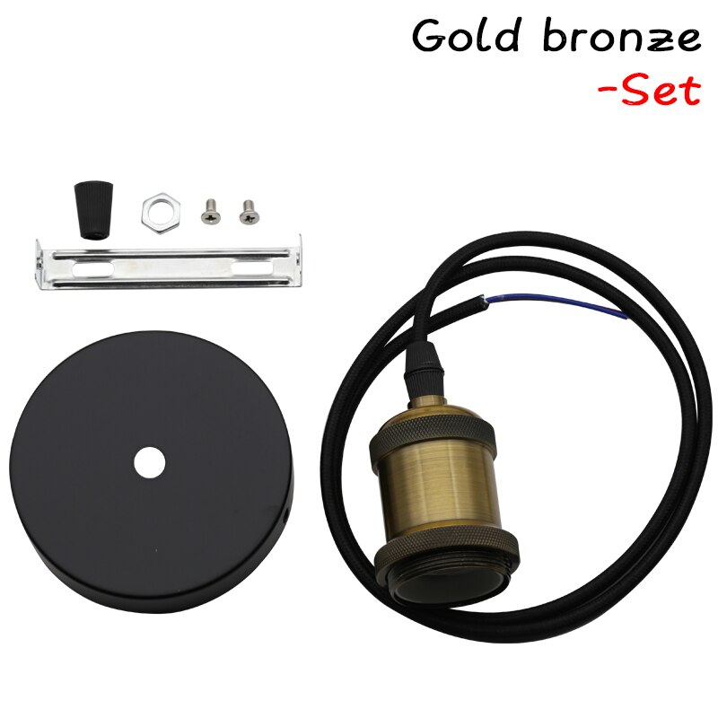Vintage Hanger Gloeilamp Lamphouder E27 Socket Schroef Base 110V 220V Aluminium Industriële Retro Fittings Lamphouder voor Thuis: Gold Bronze Set