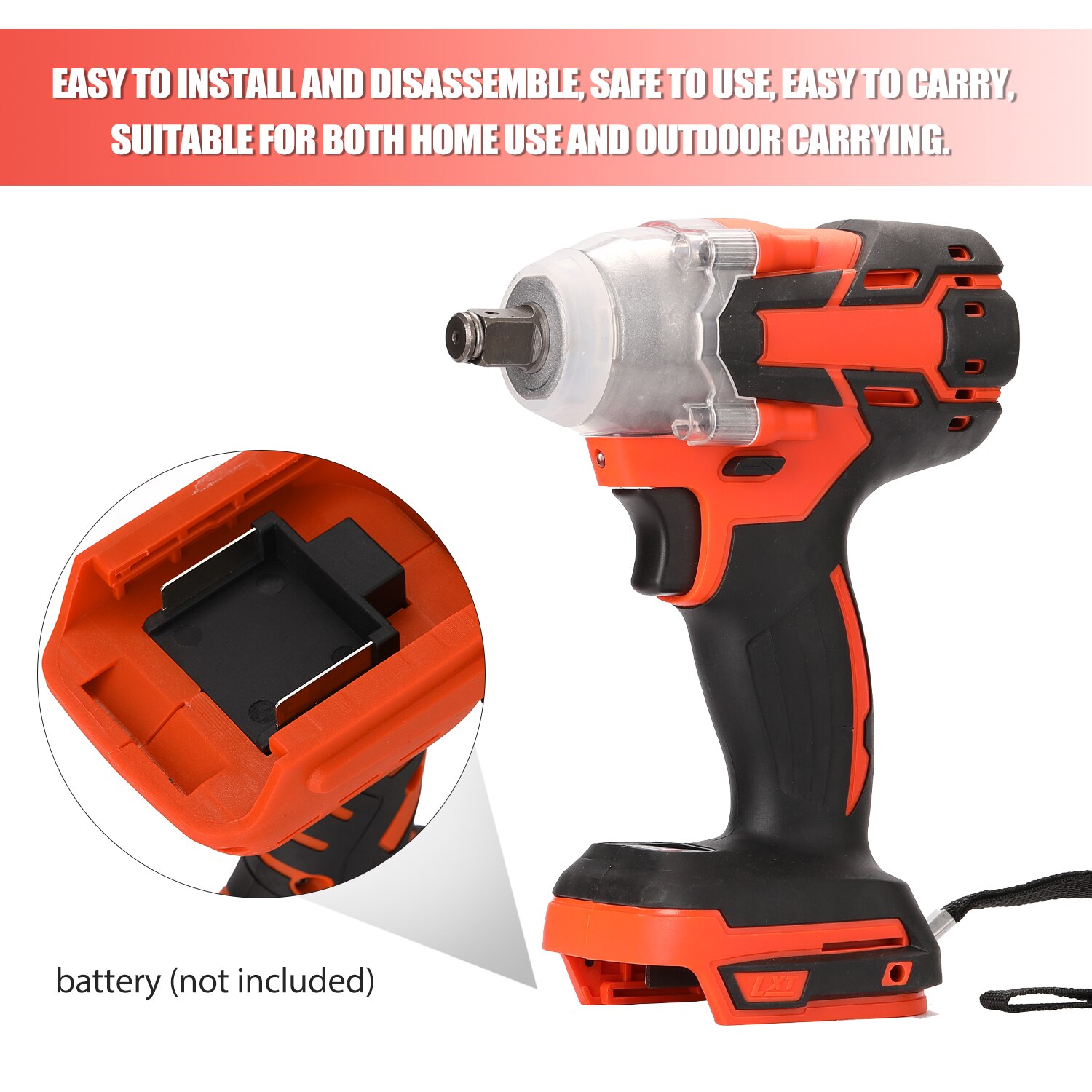 Electric Rechargeable Cordless Brushless Impact Wrench Wireless Electric Hand Wrench Home DIY Electric Power Tools