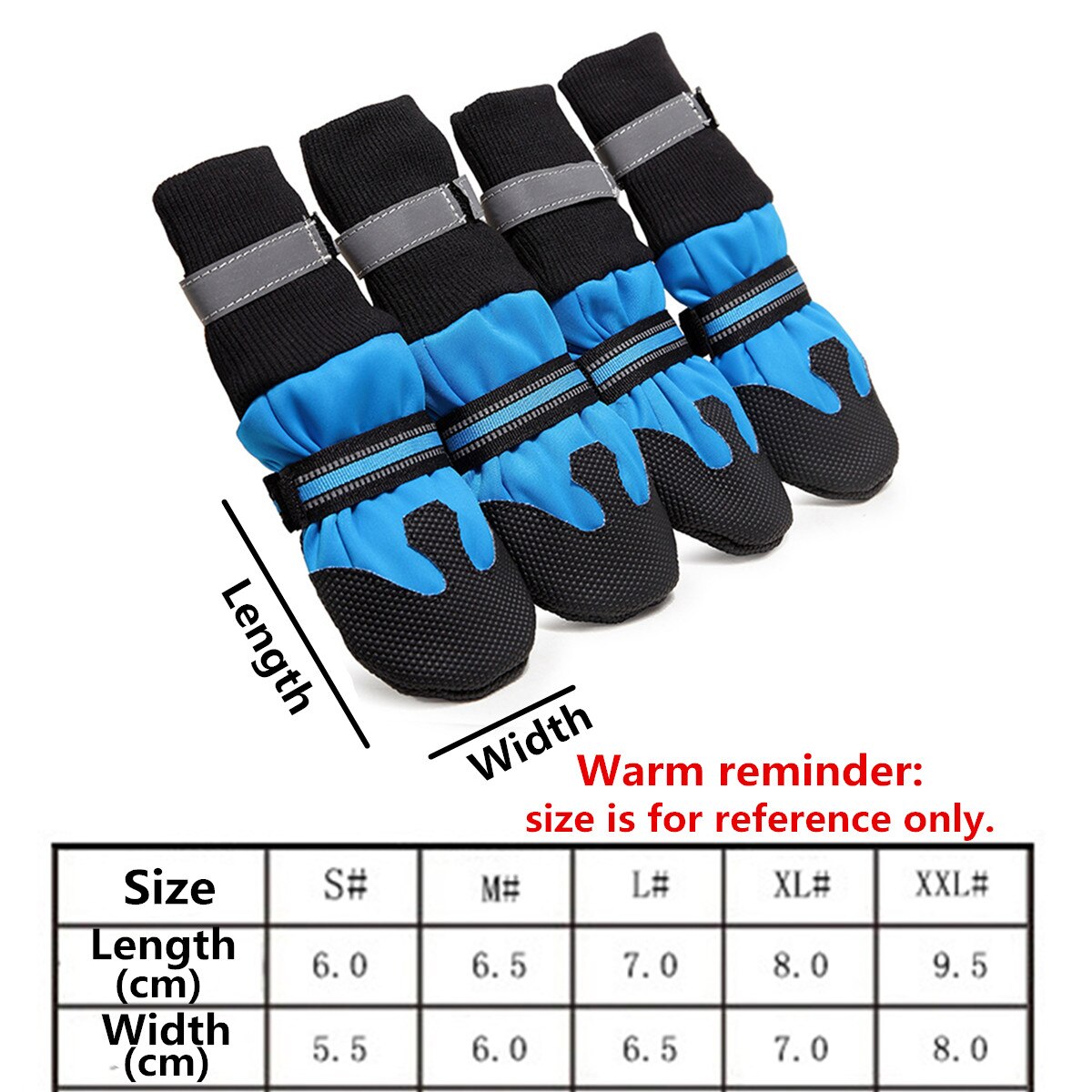 4 Stuks Warm Grote Hond Schoenen Winter Reflecterende Waterdichte Hond Boot Anti-Slip Sok Voor Medium Grote Honden Binnenshuis en Buiten S/M/L/Xl