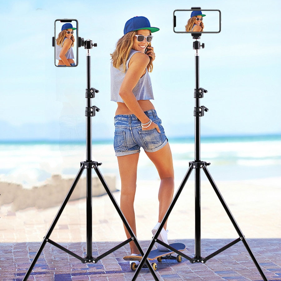 Universal aluminiumslegering stativ til mobiltelefon kamera ring lys stativer fotostudie video belysning baggrund tripod  ne028