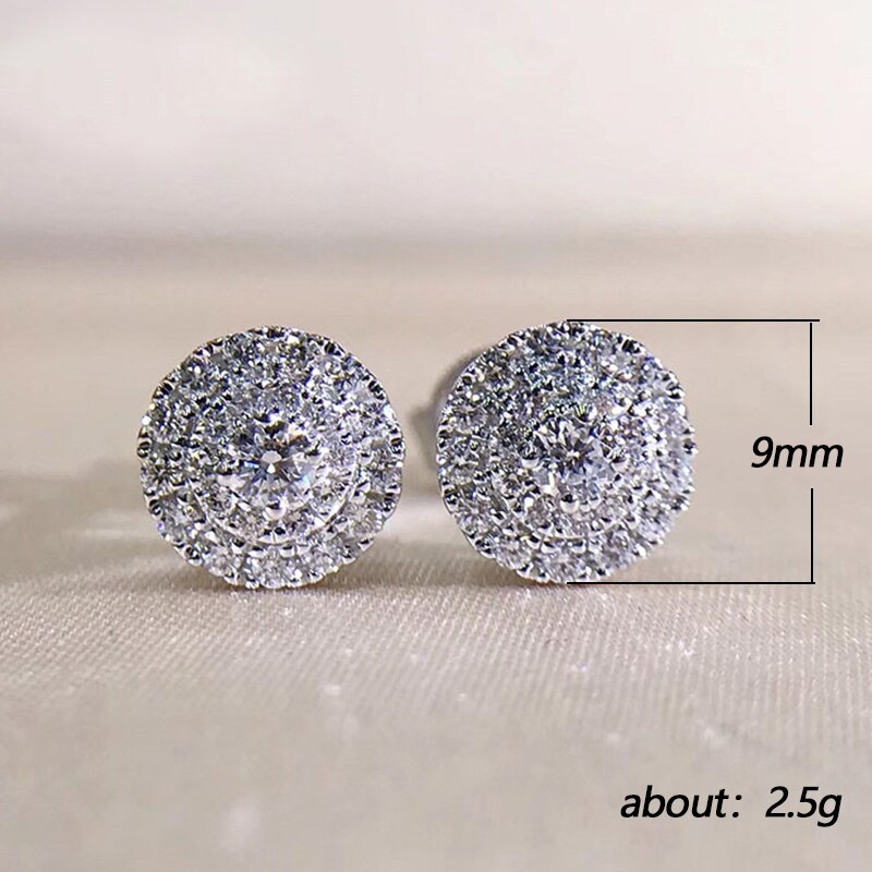 Huitan Trendy Ronde Zirconia Stud Oorbellen Voor Vrouwen Aaa Wit Cz Prachtige Kantoor Dame Oorbellen Eenvoudige Stijlvolle Sieraden