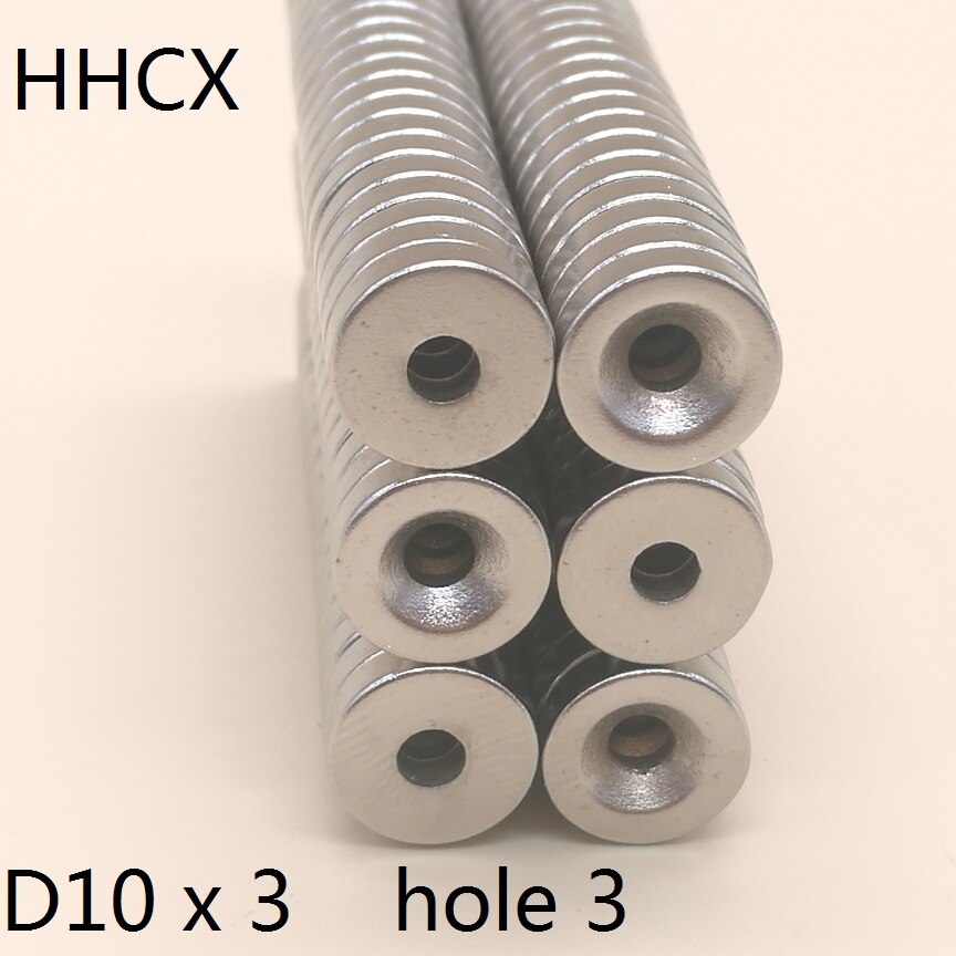 10 20 50 100 stk/parti skivemagnet 10*3 hul 3 n35 d forsænket permanentmagnet 10 x 3 magneter 10 x 3-3 til højttaler
