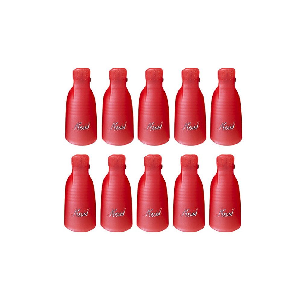 Plastic Nail Art Losweken Cap Clip Uv Gel Polish Remover Wrap Tool Nail Art Tips Voor Fingers Nagellak remover Nail Tool: Red