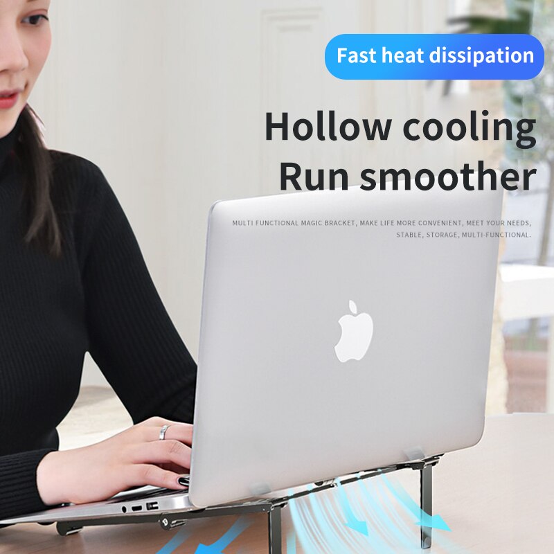 GOOJODOQ Laptop Stand for MacBook Air Pro Notebook Portable Foldable Aluminium Alloy Laptop Holder Bracket for PC iPad iPhone