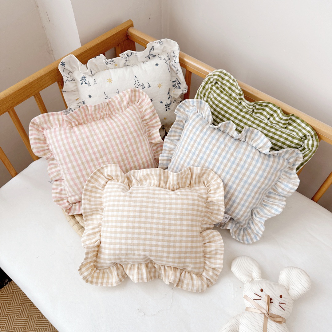 Baby Pillow with Ruffles Muslin Nordic Style Removable Washable Cotton Cushion for Baby Newborn Bedding Pillows 26*32cm