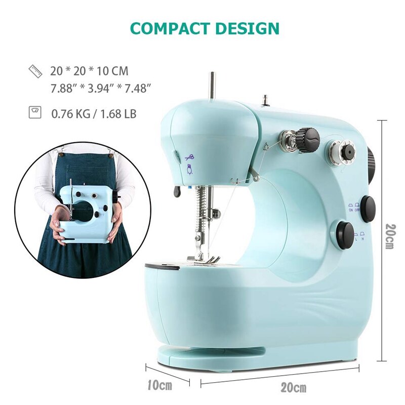 Mini Electric Sewing Machine Portable Household Sewing Machine Beginner Tailors Crafting Mending Machine EU Plug/US Plug