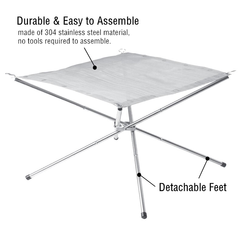 Naturerhike Portable Fire Pit Stainless Steel Outdoor Fire Pit Square Backyard Fire Pit Rectangular Garden Wood Camping Fire Pit