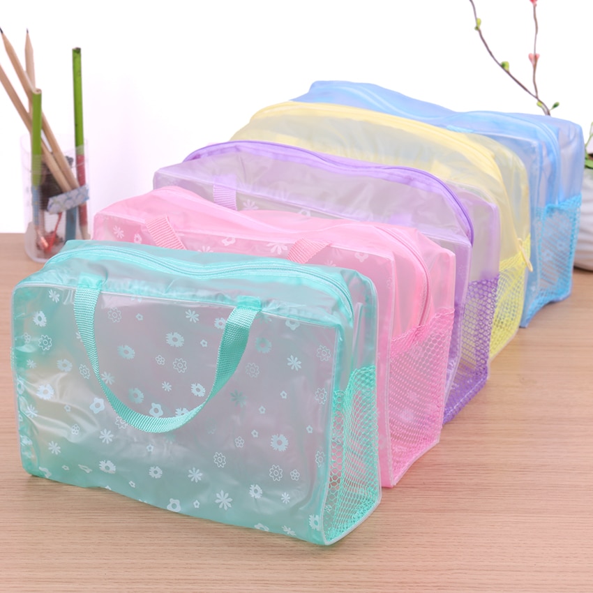 5 colori Fare su Organizer Borsa Da Toilette Da Bagno Sacchetto di Immagazzinaggio Delle Donne Impermeabile Trasparente Floreale PVC di Viaggio Sacchetto Cosmetico