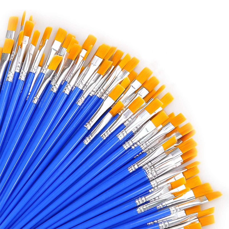 50 stuks schilderborstels set kunst rond plat haar nylon haar kwast voor olie acryl aquarel kinderen/kunstenaars/beginners/studenten