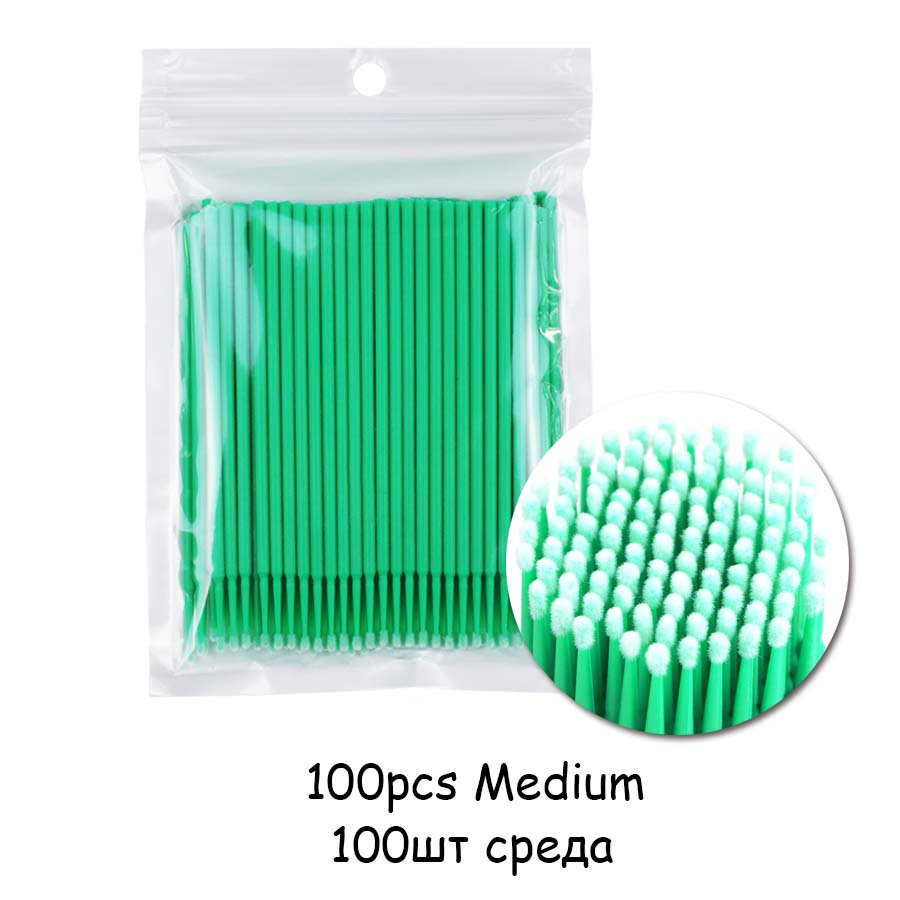 50/100pcs Disposable Micro Brushes Applicators Micro Brush Dentistry Odontologia Extension Cleaning Swabs Lash Lift Glue Remover: 100 pcs green