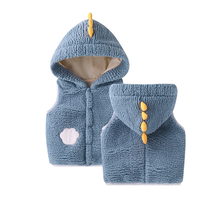 Baby Vest Unisex Polyester Hooded Baby Meisje Kleding Cartoon Jas Mouwloze Uitloper Baby Boy Kleding Herfst Winter: Blue / 9m
