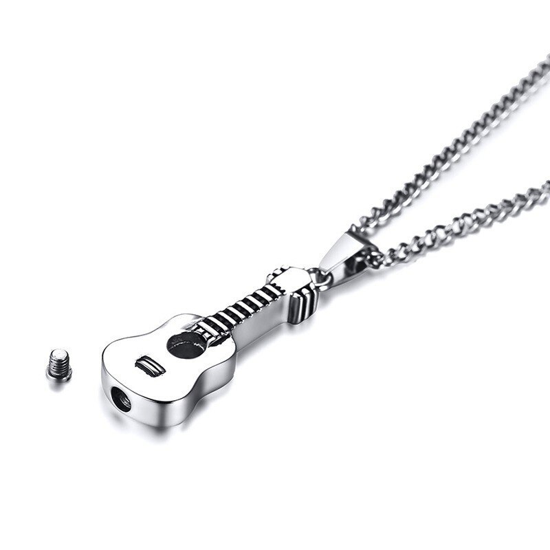 Vnox Punk Gitaar Hanger Voor Vrouwen Mannen Crematie Aandenken Rvs Ketting Muziek Ornamenten 24 "Curb Chain