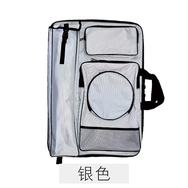 4k skuldre multifunktionel rejseskitse taske kunstpose skitseværktøjer maleri kunstforsyninger til kunstner: Sølv