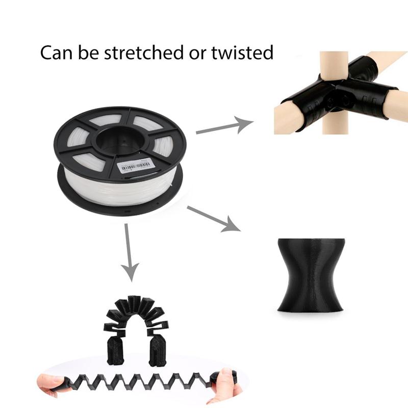 TPU/filamento Flexible de impresora 3D 1,75mm 0,5 KG/lb carrete negro elástico TPU con dureza de orilla en 95A
