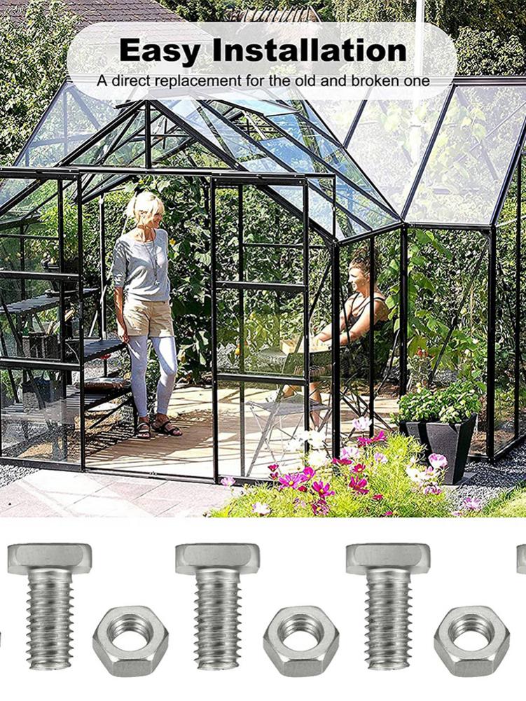 50 Sets Aluminium Greenhouse Nuts &amp; Bolts Waterproof Standard Size Cropped Head Glasshouse Nuts Bolts Garden Universal Greenhous