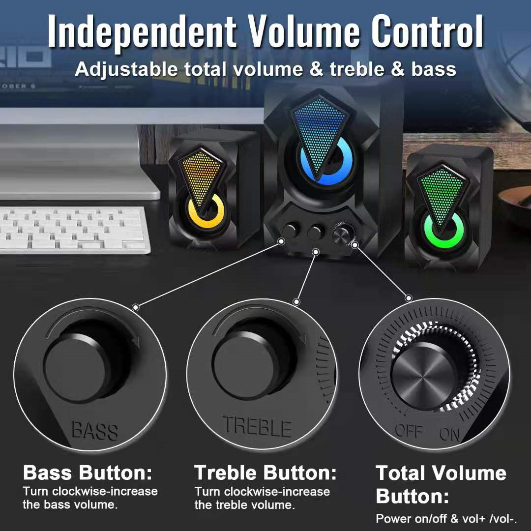 2.1 Channel USB Computer Speakers 9W+3W*2 Subwoofer Set Bass Reinforcement Stereo Speakers for PC Phone Loudspeaker