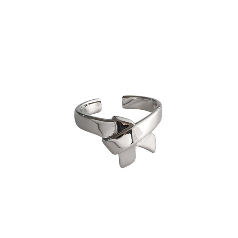 F.i.n.s Echt S925 Sterling Zilveren Ring Ins Eenvoudige Glossy Boog Vinger Ring Huwelijksgeschenken Koreaanse Mode Vrouwen Accessoires: Silver AR2199