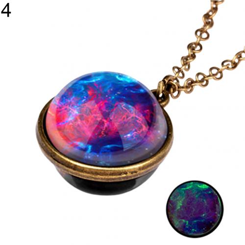 Unico Luminoso Universe Galaxy Pianeta Collana In Vetro di Glow In The Dark Cosmic Pendente Della Collana Della Sfera per Unisex Dei Monili Dell'annata: 4