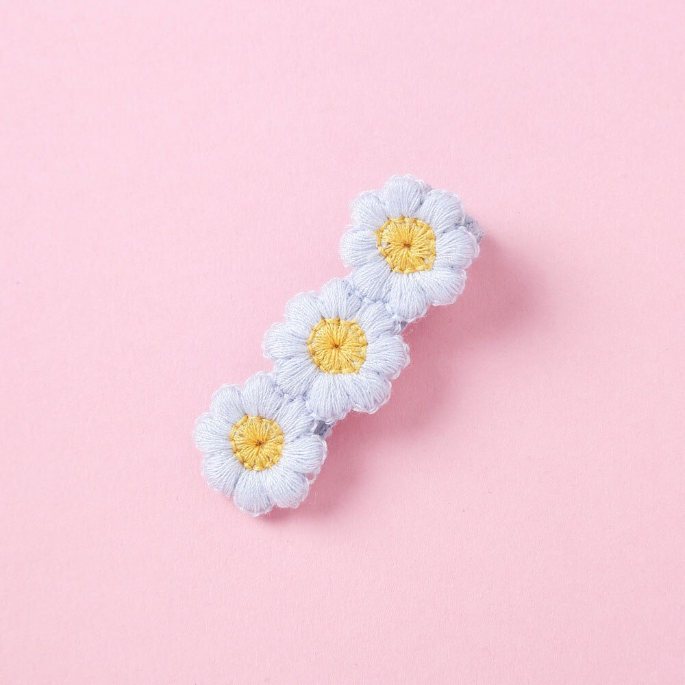 Cute Fabric Children's Hair Accessories Solid Color Wool Sunflower Hairpin Girls Word Clip Ponytail Clip Side Clip: LH072-06