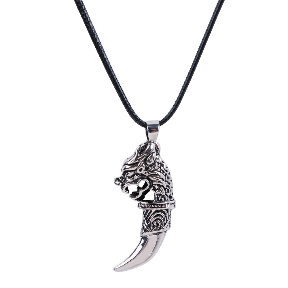 1pc Punk Stainless Steel Mens Domineering Wolf Tooth Shape Pendant Necklace Jewelry Personality Necklaces Jewelry