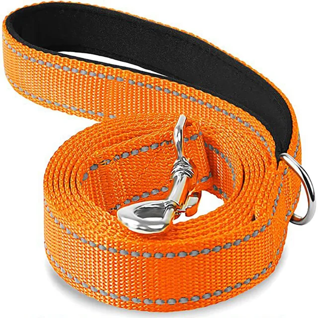 Cats Dogs Harness Collar Lead Strap Night Reflection Dog Pet Towing Rope 1.2/1.5/1.8m Guard Rope Pet Walking Training Leash Flea: L / Orange