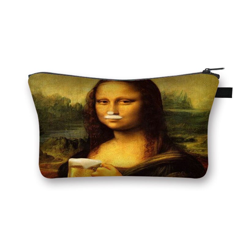 Fun-Bolso de cosméticos spoof Mona Lisa para mujer, neceser de viaje para cosméticos, monedero portátil: shzbqwmnls011x