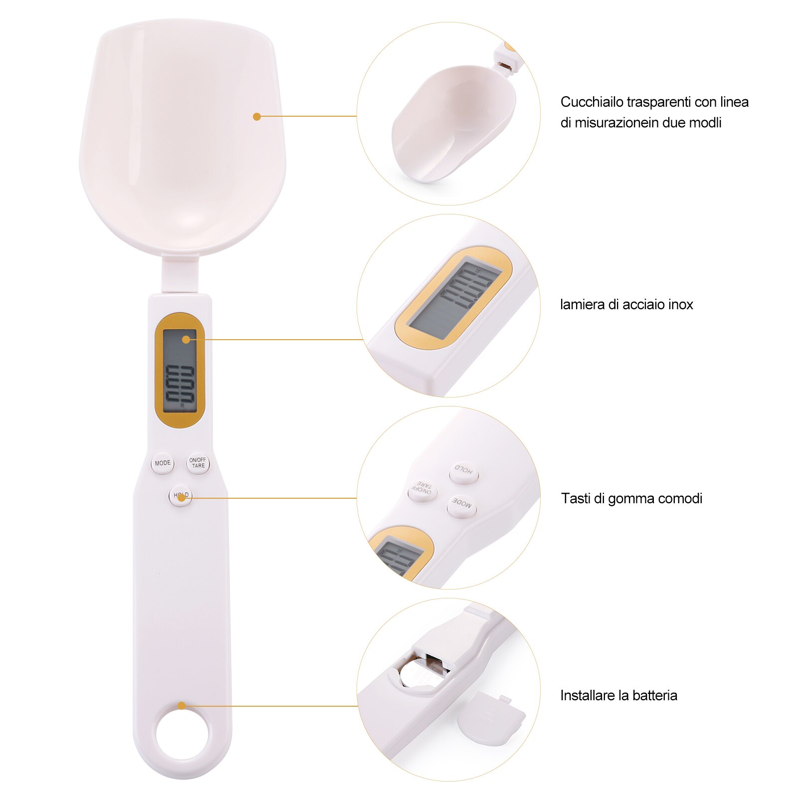 500g/0.1g High Precision Kitchen Food Scale Spoon Digital Gram Measuring Tools Electronic Weighing Grams Cup for Portioning Tea