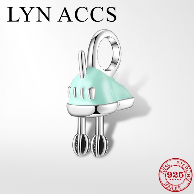 Utensilios de cocina de Plata de Ley 925, batidor para huevos, colgantes, cuentas, se adapta a la pulsera de abalorios originales LYNACCS para manualidades, fabricación de joyas
