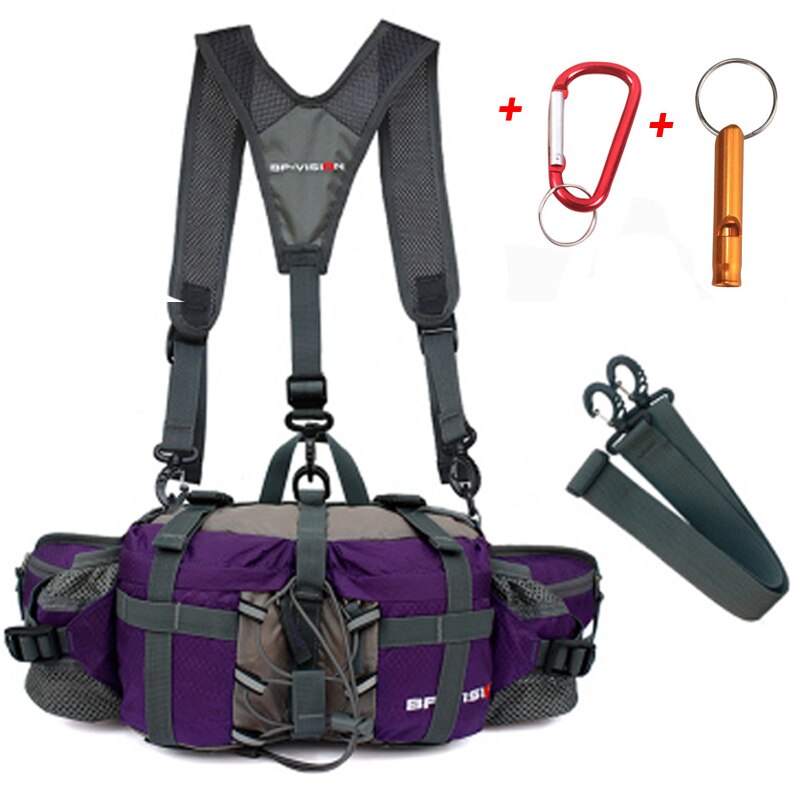 Mochila para senderismo al aire libre , mochila para ciclismo, 11 colores, bolsa para montañismo, multifunción, 6 botellas de agua, 800D: Shoulder Purple