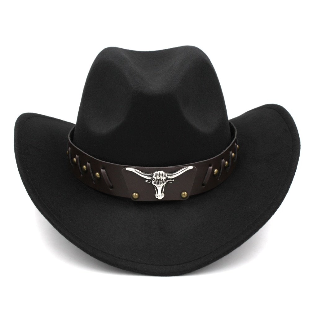 Mistdawn Womem Men Wool Blend Western Cowboy Hat Wide Brim Cowgirl Jazz Sombrero Cap Tauren Leather Band
