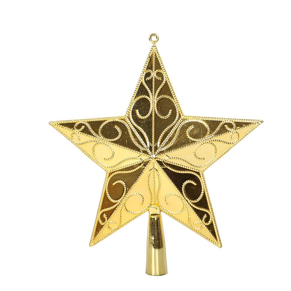 Stjerne træ top indretning pvc gylden/sølv smuk glitrende stor shimmer ornament julefest festival jul: Gylden
