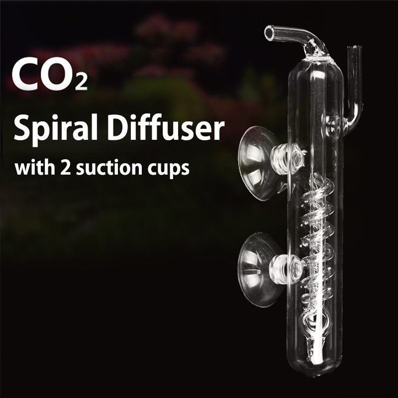 CO2 Spiraal Waskolf Diffuser CO2 Aquarium Tank Apparatuur Glas Verstuiver Regulator Teller Spiraal Met 2 Sukkels Zuignappen