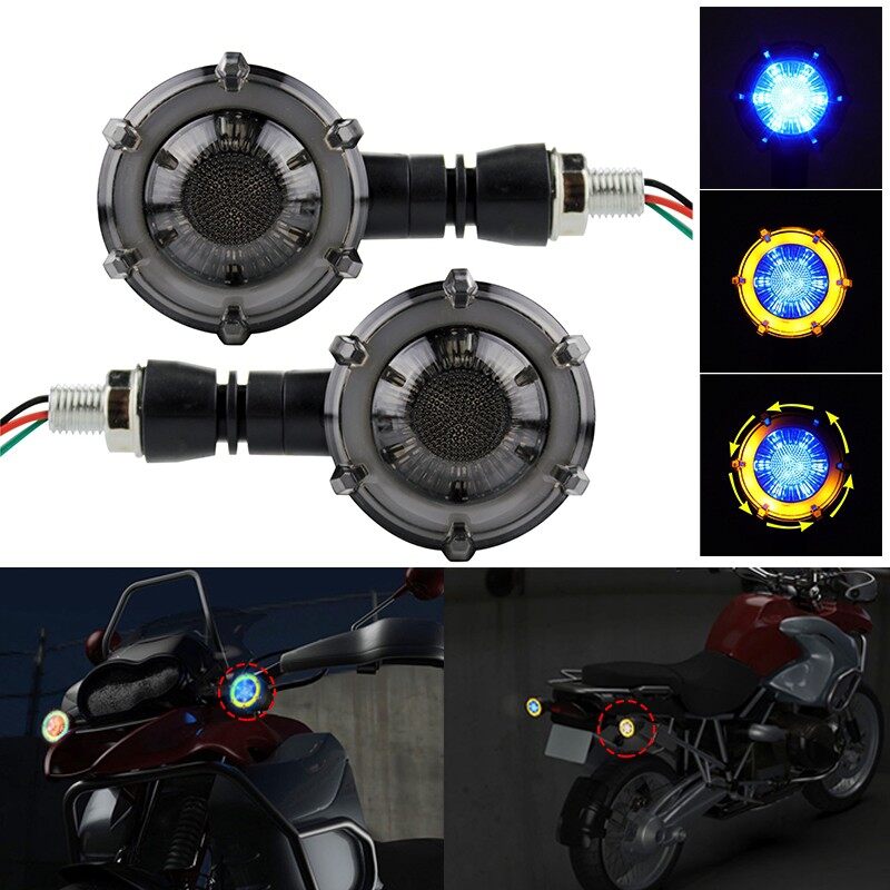 2Pcs Universal Motorcycle Drl Richtingaanwijzer Motorbike Led Indicator Dagrijverlichting Vloeiende Rem Strobe Flash DC12V