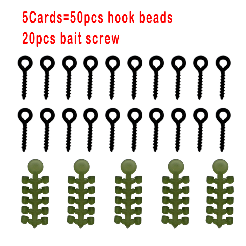 50PCS Hook Stops Beads Carp Fishing Accessories Stoper 20PCS Boilies Bait Screw Hair Chod Ronnie Rig Pop UP Boilies Stop: green