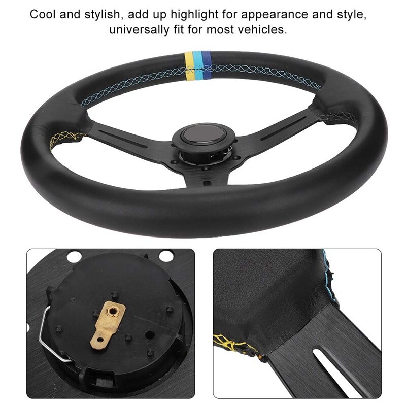 Bil rat 350mm/14 tommer aluminiumslegering universallegering bil rat (sort)