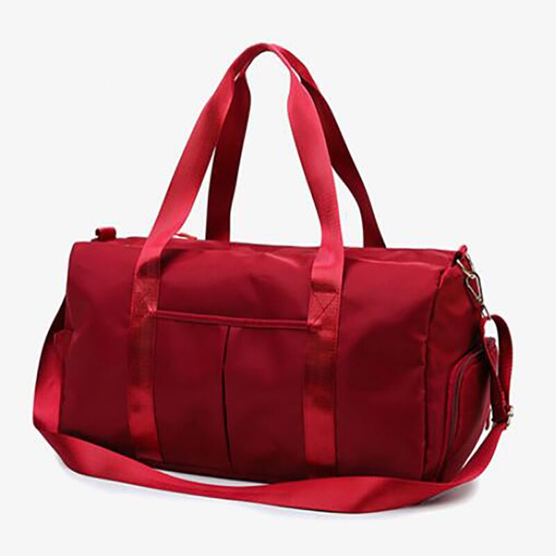 Oxford ao ar livre sacos de ginásio esportes das mulheres treinamento fitness bolsa viagem yoga esteira saco de desporto com compartimento sapatos: red