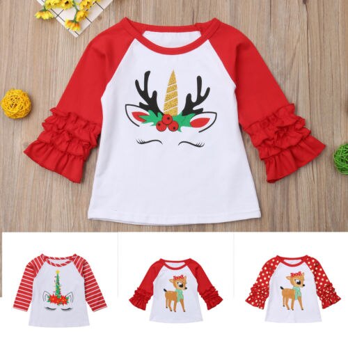 Enfant en bas âge enfants bébé garçon filles vêtements & T-shirt fête t-shirts hauts tenue de noël
