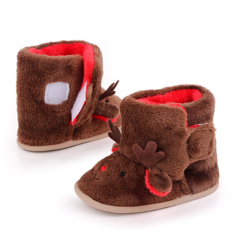 3-12M Winter Newborn Infant Baby Boy Girl Warm Boots Christmas Deer Snow Boots Cute Xmas